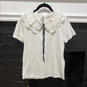Maje Tee with Ruffled Collar (Size 1)